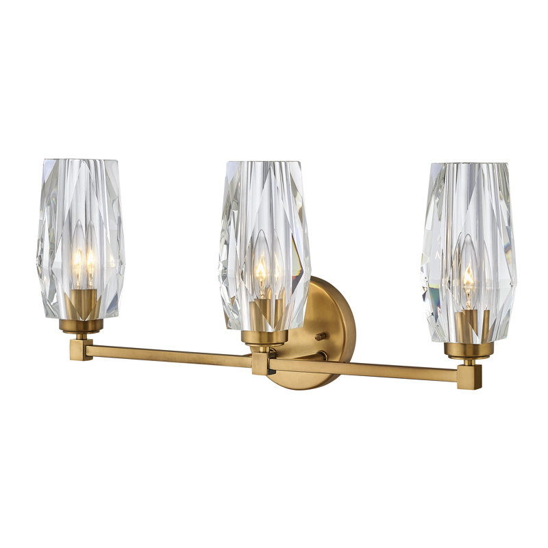 Heritage Brass 3-Light Dimmable Vanity with Faceted Crystal Shades