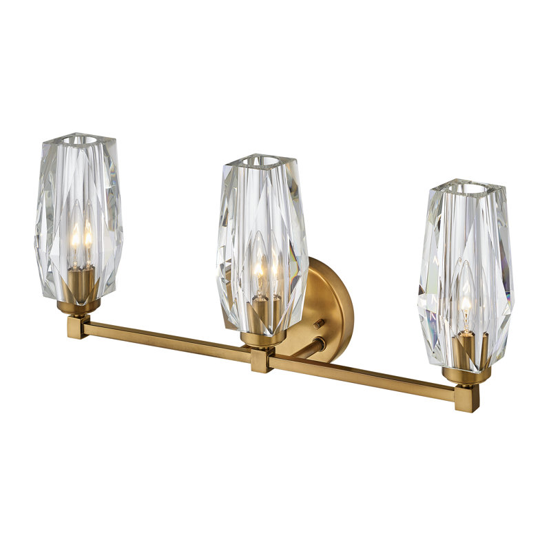 Heritage Brass 3-Light Dimmable Vanity with Faceted Crystal Shades