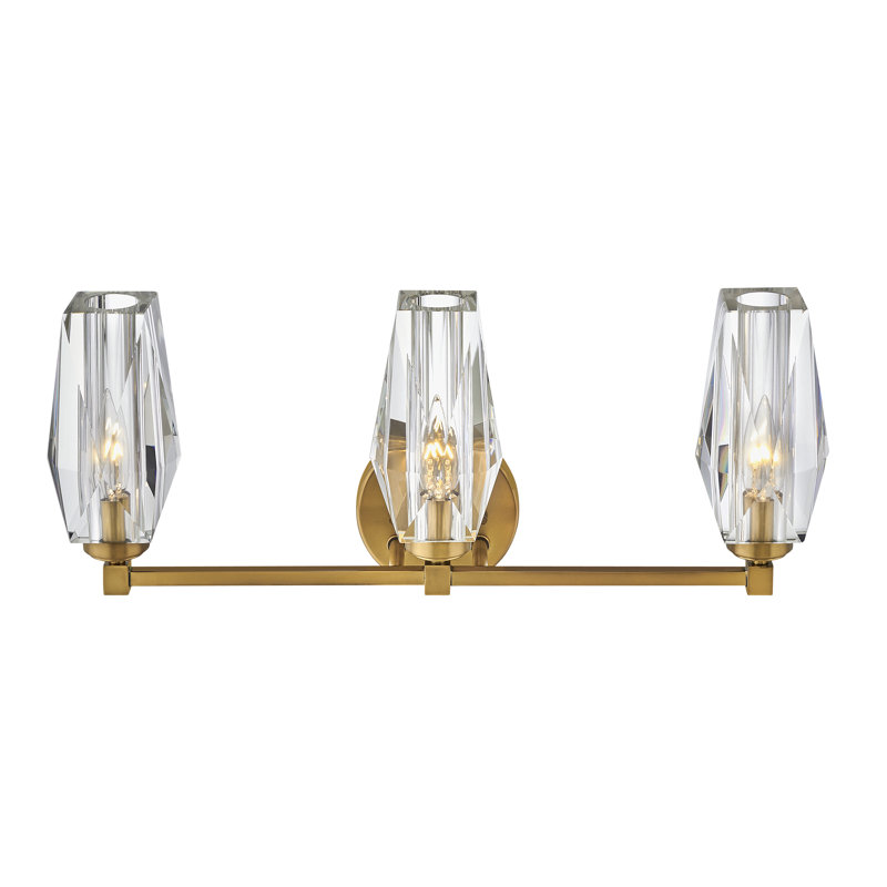 Heritage Brass 3-Light Dimmable Vanity with Faceted Crystal Shades