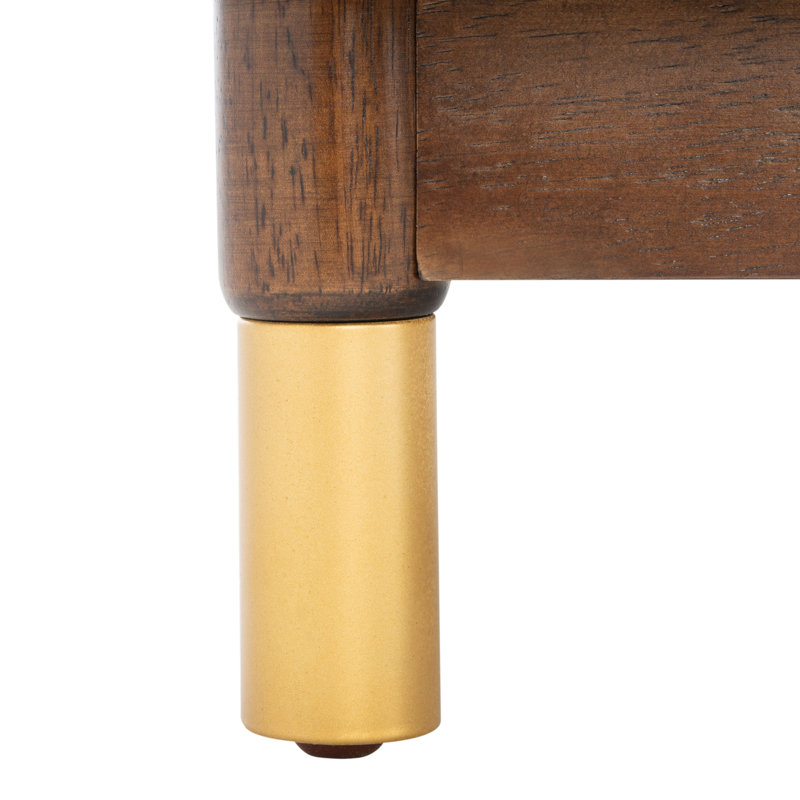 Justice 2-Drawer Walnut Nightstand with Brass Accents