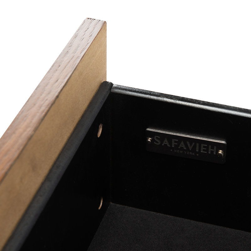 Justice 2-Drawer Walnut Nightstand with Brass Accents
