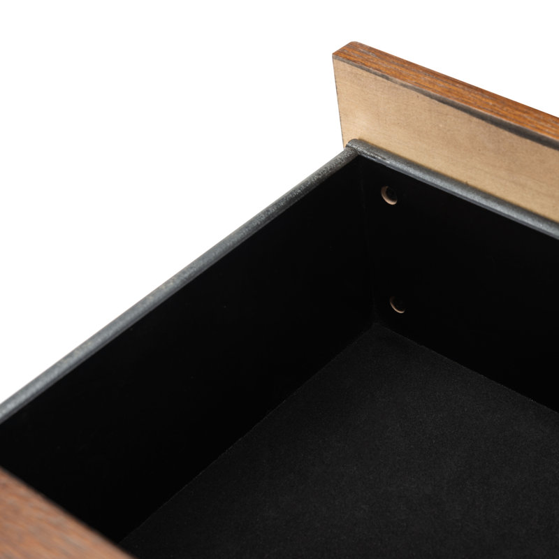 Justice 2-Drawer Walnut Nightstand with Brass Accents
