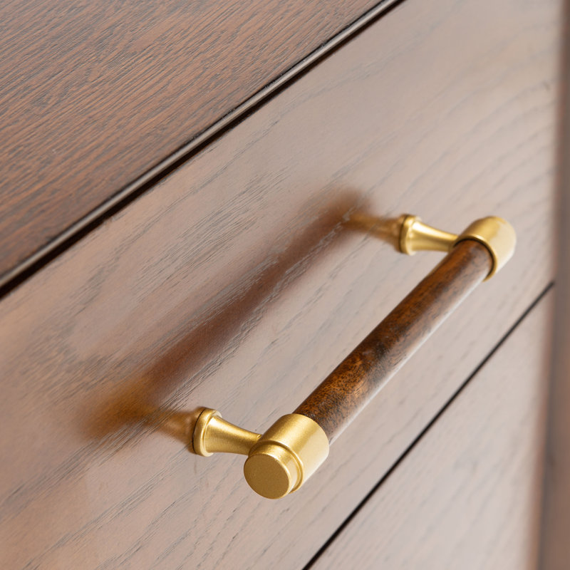 Justice 2-Drawer Walnut Nightstand with Brass Accents