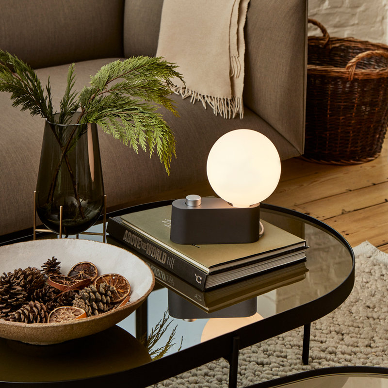 Charcoal Black Aluminum Table Lamp with Sphere IV LED Bulb