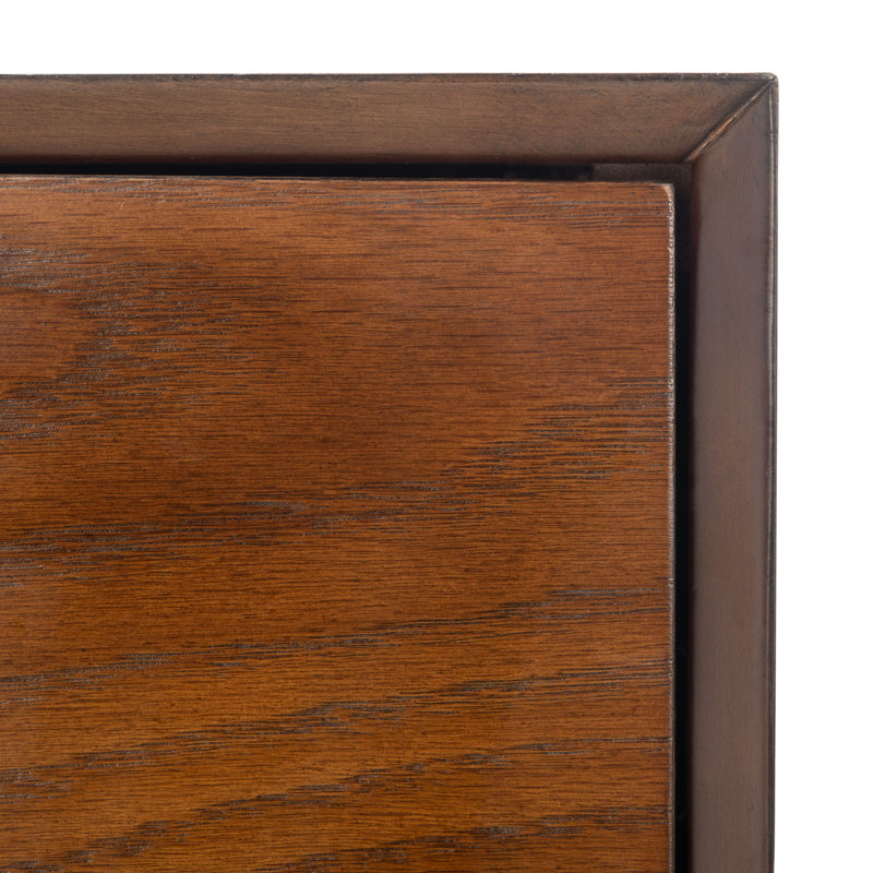 Justice 2-Drawer Walnut Nightstand with Brass Accents