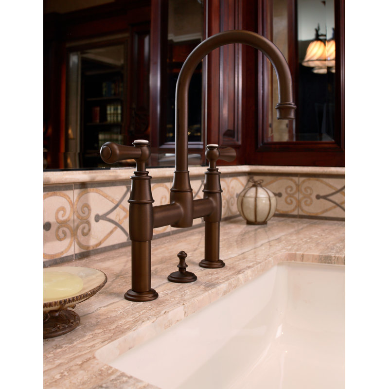 Classic English 14" Polished Nickel 3-Hole Vessel Faucet with Drain