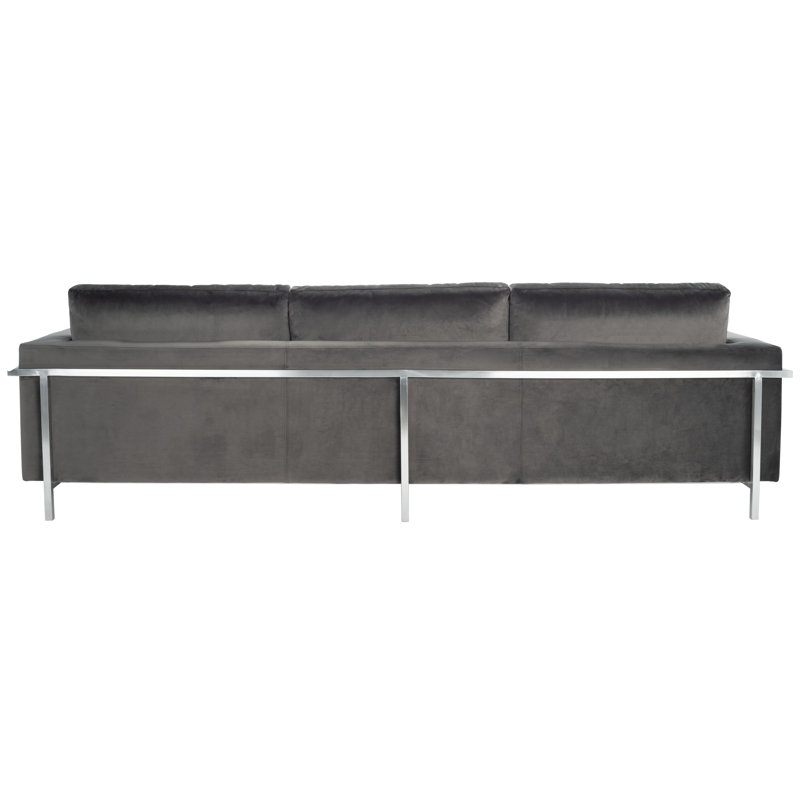 Camila Dark Gray Velvet Sectional Sofa with Down Fill