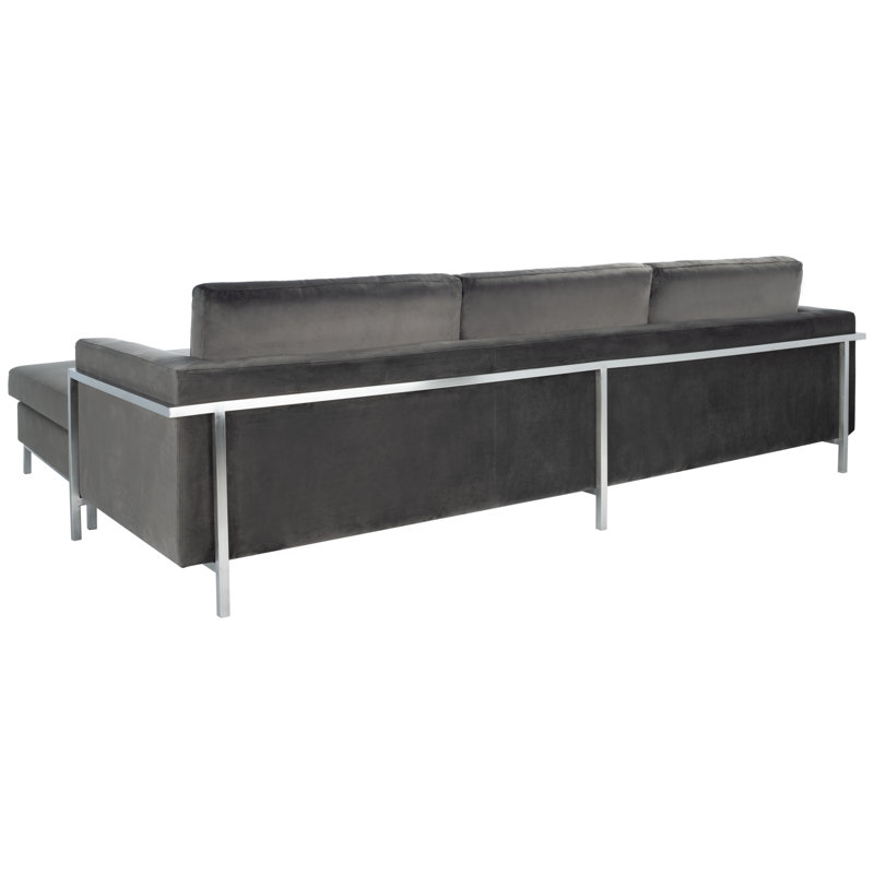 Camila Dark Gray Velvet Sectional Sofa with Down Fill