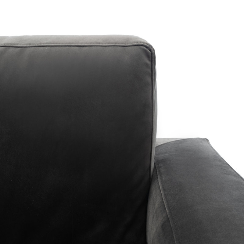 Camila Dark Gray Velvet Sectional Sofa with Down Fill
