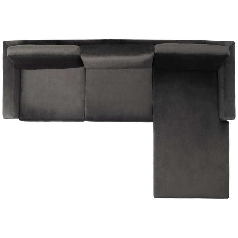 Camila Dark Gray Velvet Sectional Sofa with Down Fill