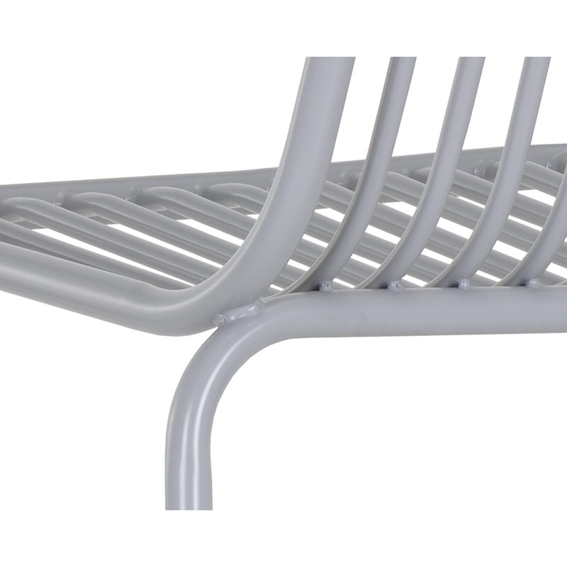 Silver Powder Coated Steel Outdoor Bar Stool with Footrest