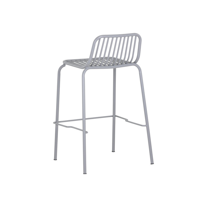 Silver Powder Coated Steel Outdoor Bar Stool with Footrest