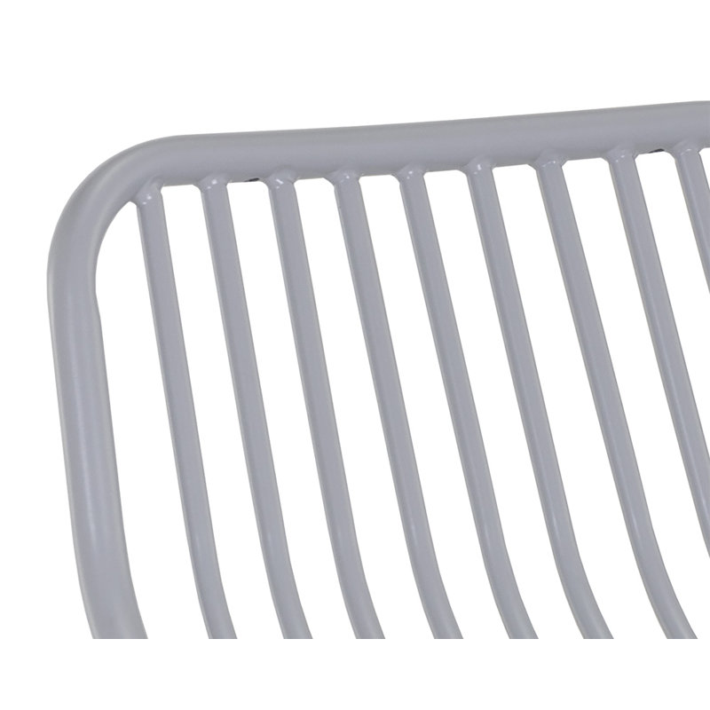 Silver Powder Coated Steel Outdoor Bar Stool with Footrest