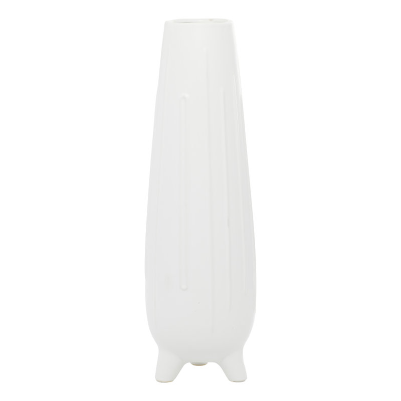Elevated Geometric White Ceramic Round Vase 20"