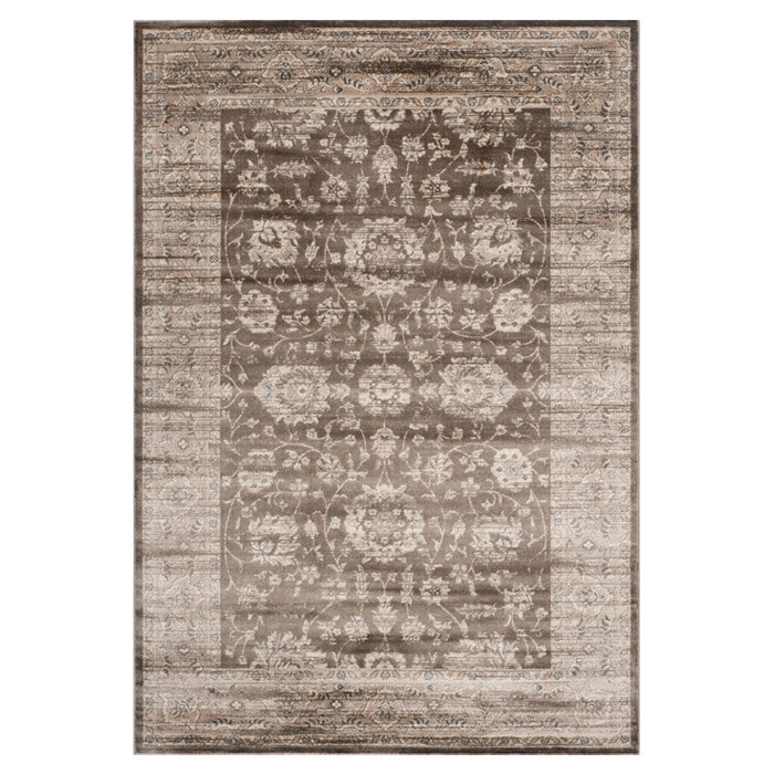 Vintage Brown and Ivory Rectangular 9' x 12' Viscose Rug