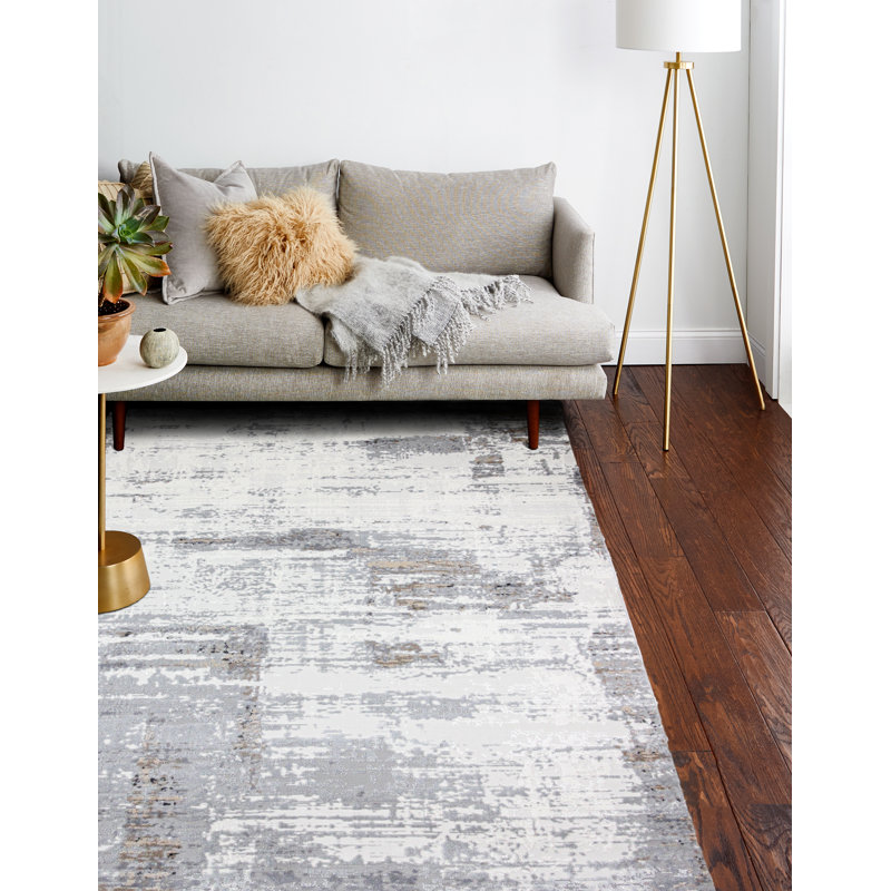Handmade Ivory Wool & Synthetic 5' x 7' Easy Care Area Rug