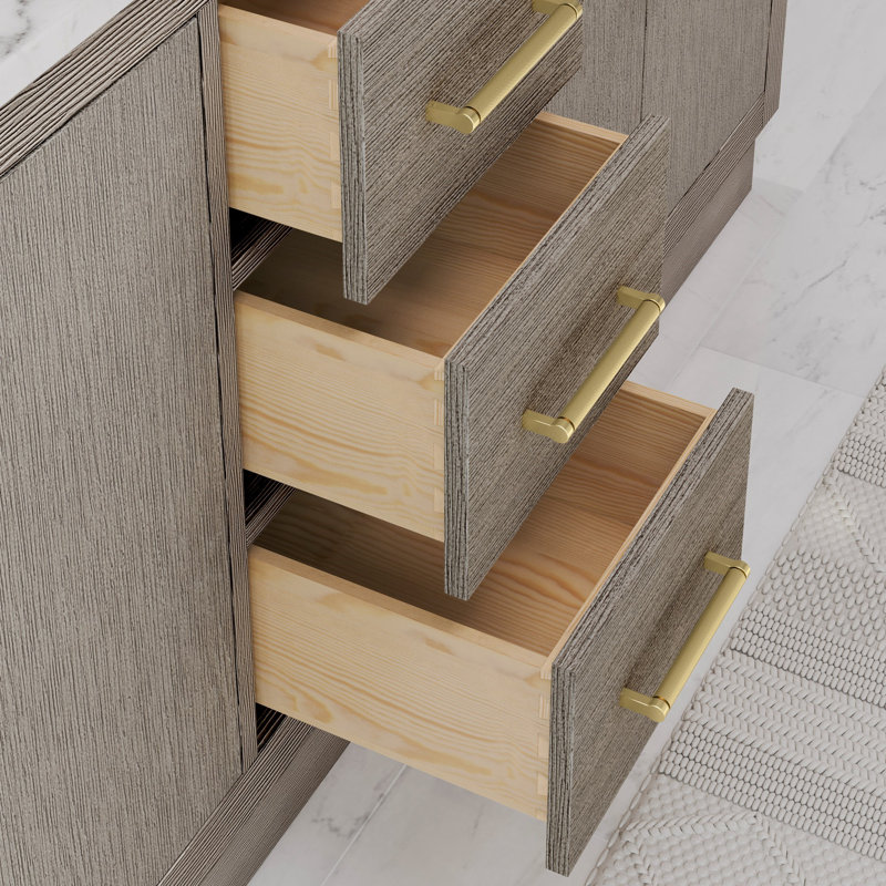 Hugo 72'' Gray Oak Double Vanity with Marble Top
