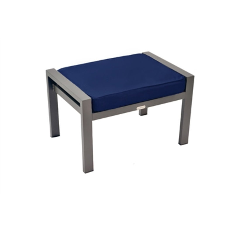Lakeview Industrial Modern Aluminum Ottoman with Navy Sunbrella® Cushion