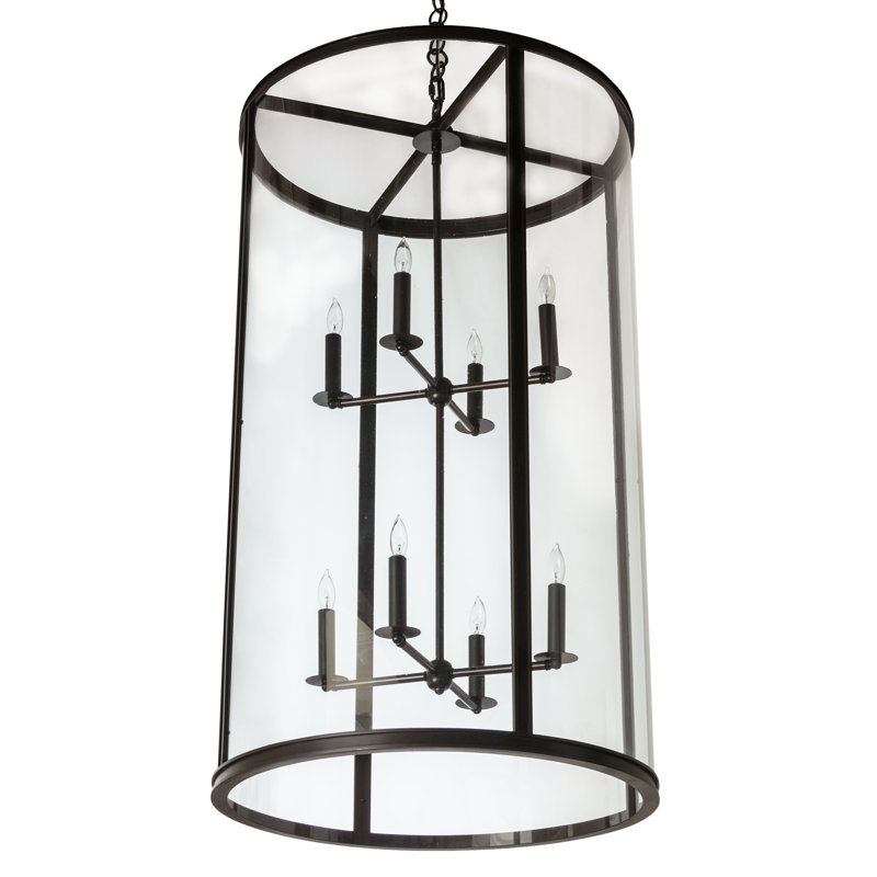 Craftsman Brown 8-Light Clear Glass Pendant
