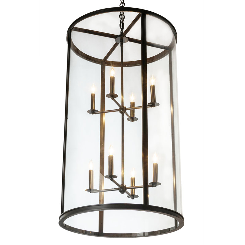 Craftsman Brown 8-Light Clear Glass Pendant