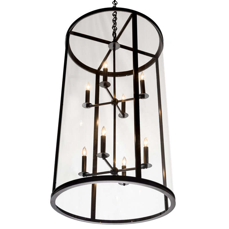 Craftsman Brown 8-Light Clear Glass Pendant