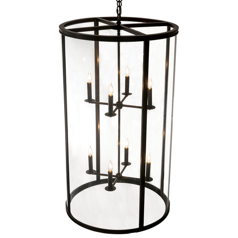 Craftsman Brown 8-Light Clear Glass Pendant