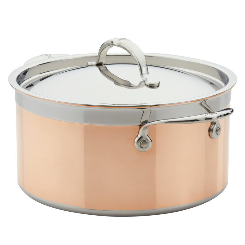 Copper and Stainless Steel 6 Quart Induction Stock Pot