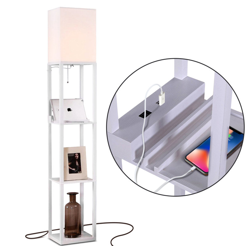 Orchid White Adjustable 3-Shelf Floor Lamp with USB Port