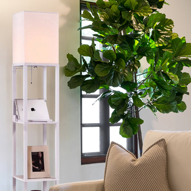 Orchid White Adjustable 3-Shelf Floor Lamp with USB Port