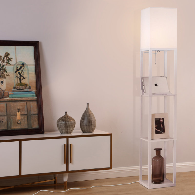 Orchid White Adjustable 3-Shelf Floor Lamp with USB Port