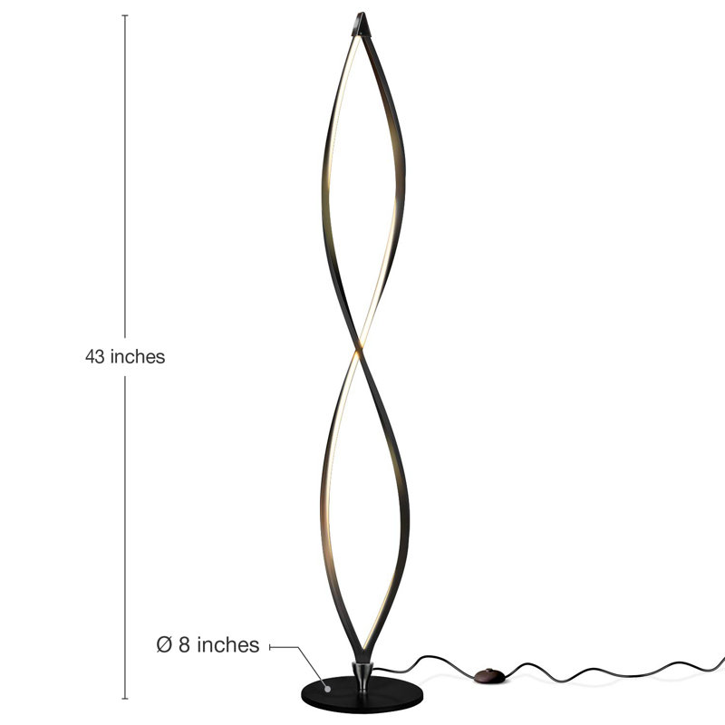 Twist 43" Black LED Floor Lamp with 3-Way Switch