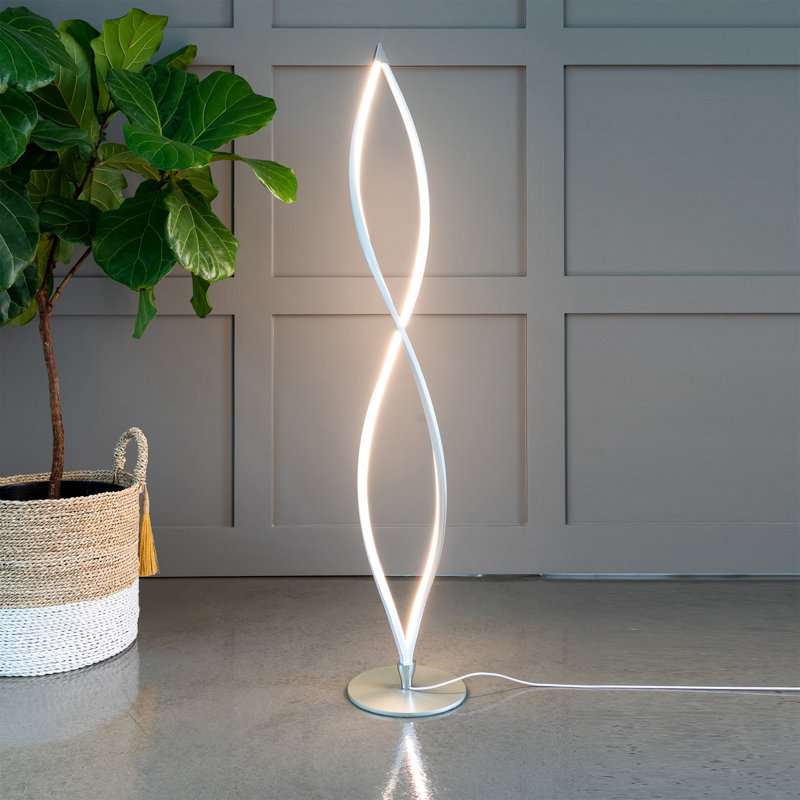 Brightech Twist 43 in. Industrial 2-Light LED Energy Efficient Floor Lamp with Built-In 3-Way Dimmer