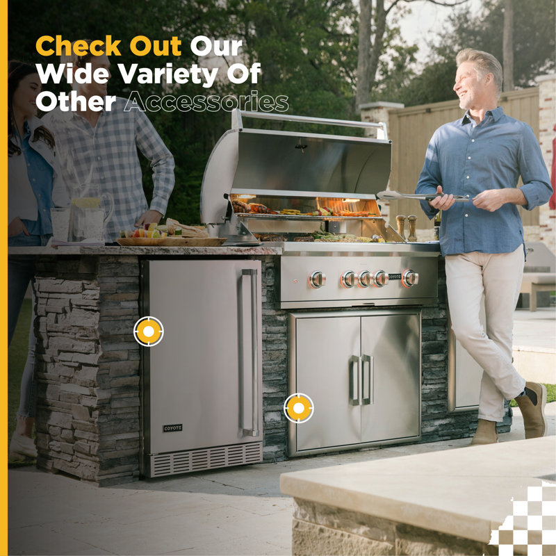 Coyote 64" Stainless Steel Barbecue Grill Cart with Side Shelves