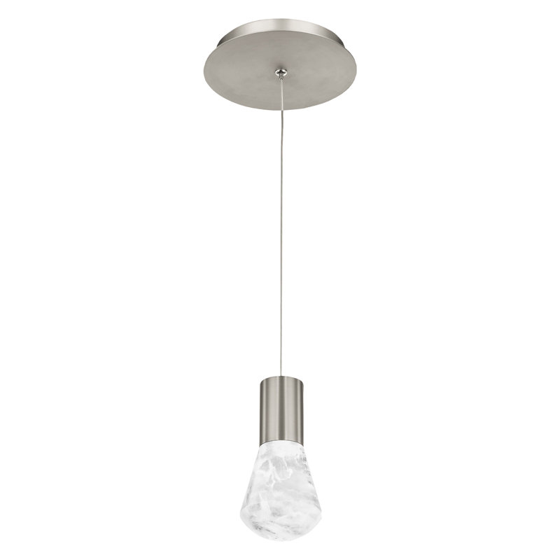 Satin Nickel Mini LED Pendant with Cloudy Acrylic Diffuser