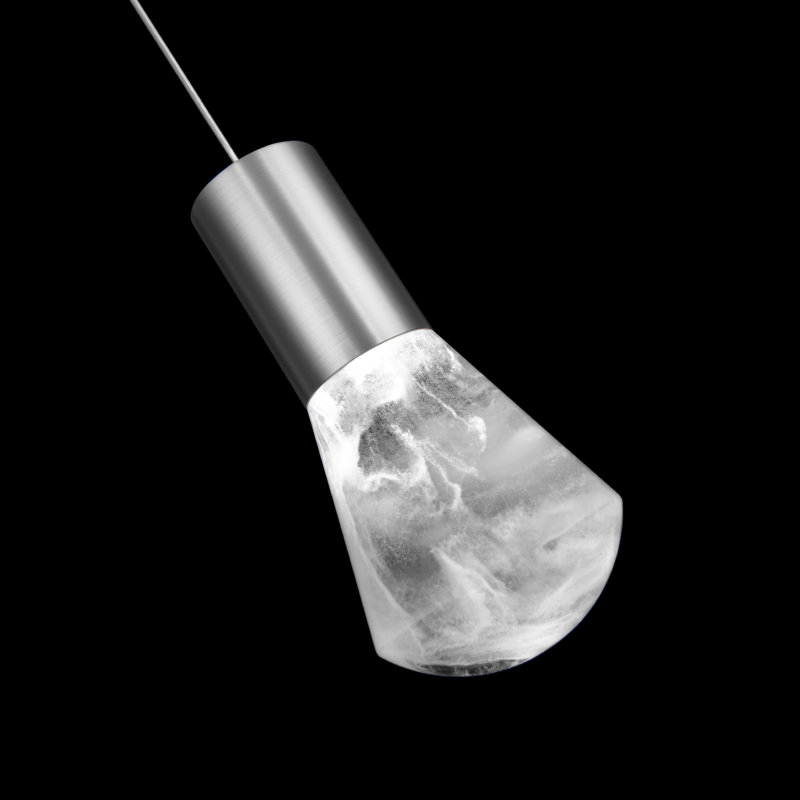 Satin Nickel Mini LED Pendant with Cloudy Acrylic Diffuser