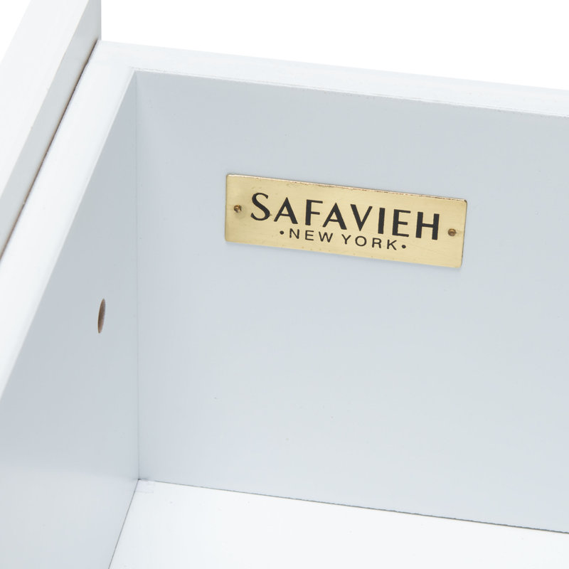 Tegan White Mahogany 2-Drawer Nightstand with Brass Ring Pulls