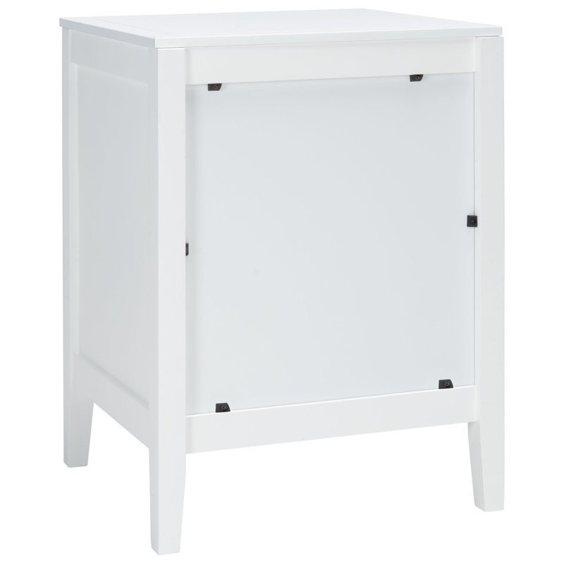 Tegan White Mahogany 2-Drawer Nightstand with Brass Ring Pulls