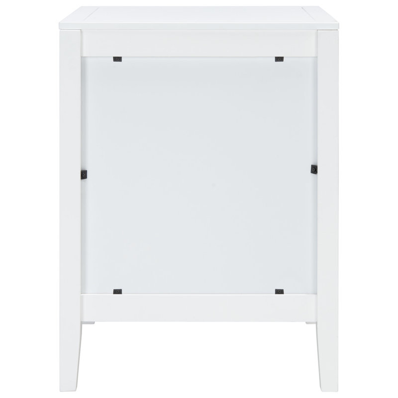 Tegan White Mahogany 2-Drawer Nightstand with Brass Ring Pulls