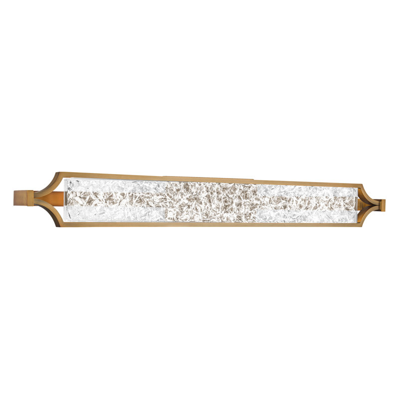 Emblem Aged Brass Outdoor Dimmable LED Vanity Light with Artisan Crystals