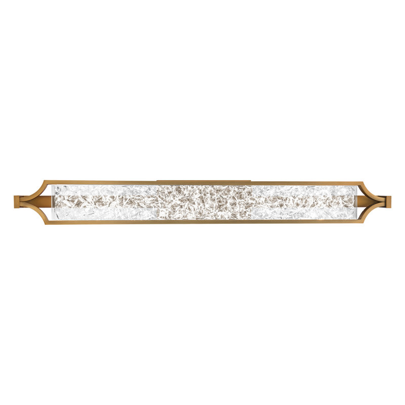 Emblem Aged Brass Outdoor Dimmable LED Vanity Light with Artisan Crystals