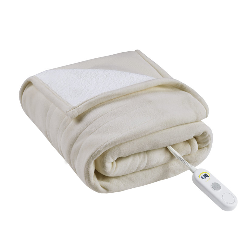 Luxurious Tan Fleece to Sherpa Electric Heated Throw Blanket