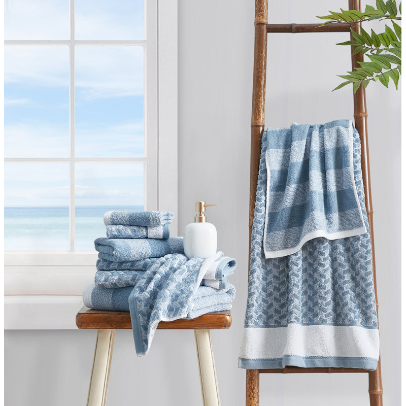 Blue Chevron 6-Piece Cotton Towel Set