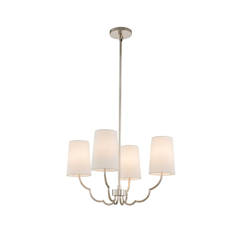 Sophia Nickel 4-Light Scalloped Chandelier with White Shades