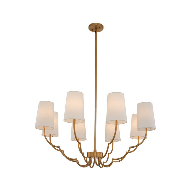 Sophia 8-Light New Brass Chandelier with White Shades