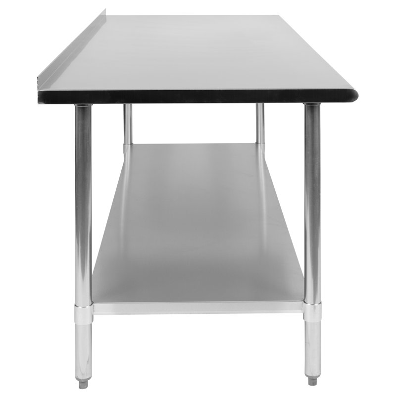 Stainless Steel 18 Gauge 72" Work Table with Backsplash & Shelf