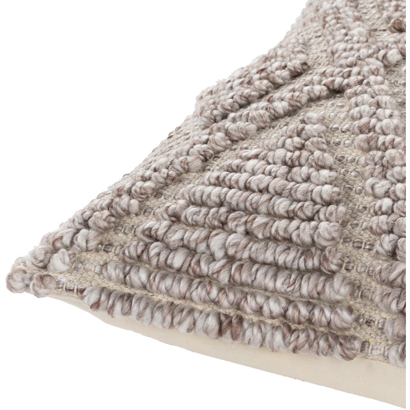 Anders 20" Square Cream and Gray Embroidered Pillow
