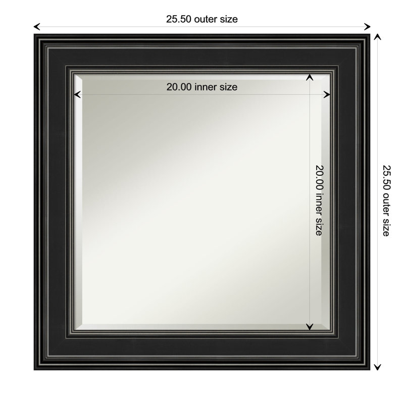 Ridge Black Square Polystyrene Framed Bathroom Vanity Mirror, 25.75"