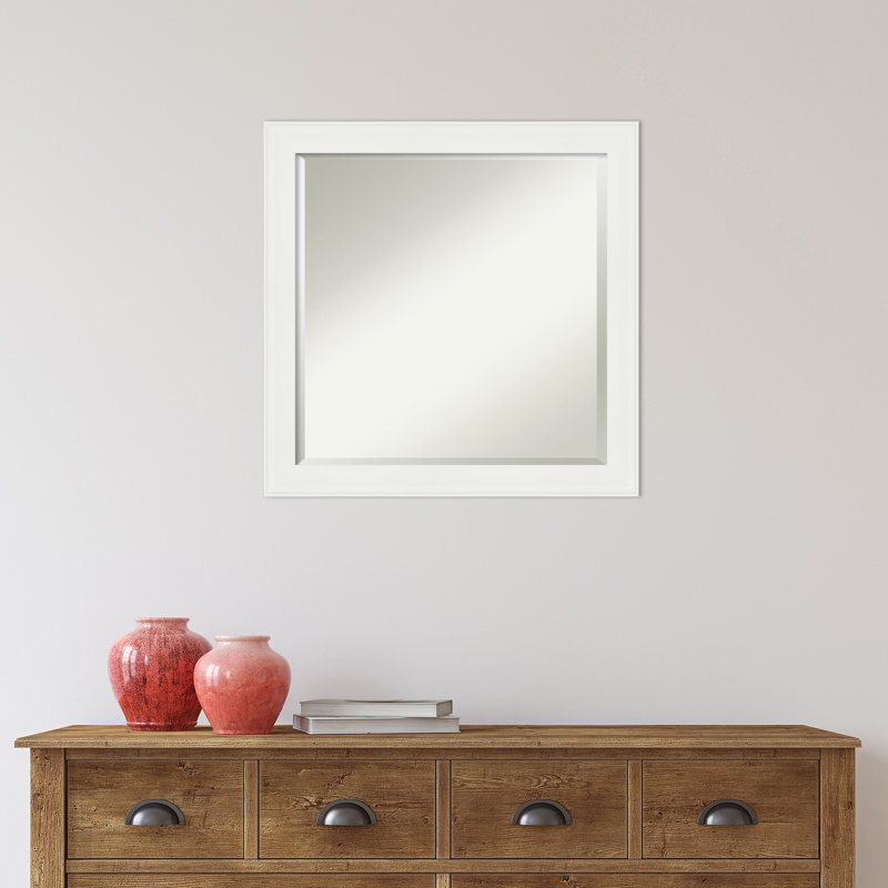 Vanity White Beveled Rectangular Bathroom Wall Mirror 30x30