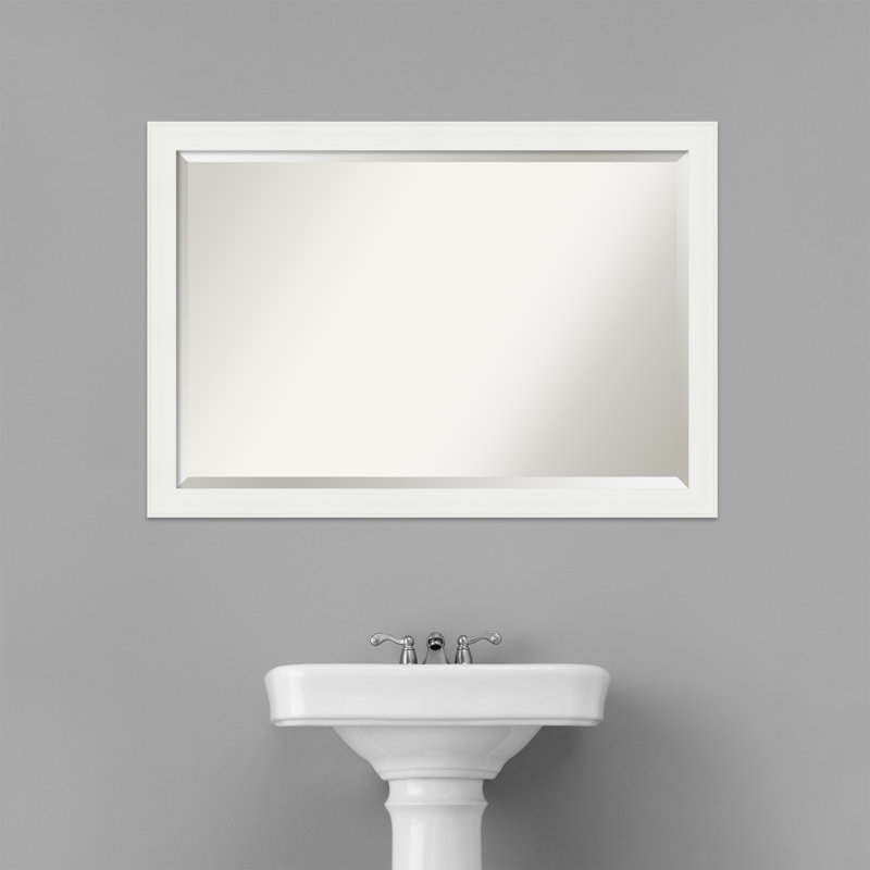 Vanity White Rectangular Beveled Wall Mirror