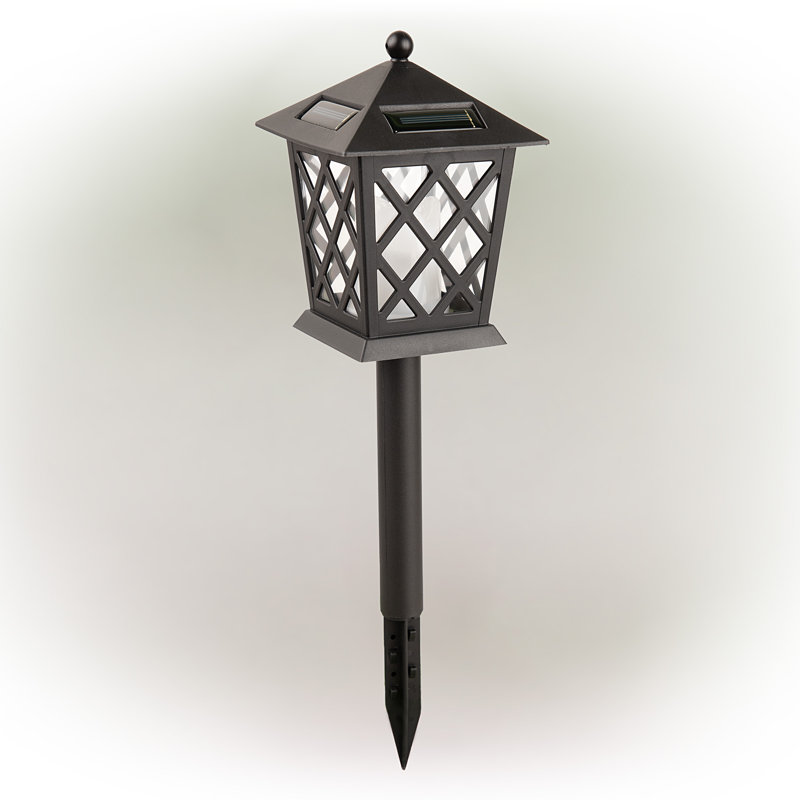 16" Tall Black Solar Powered LED Pathway Light Set